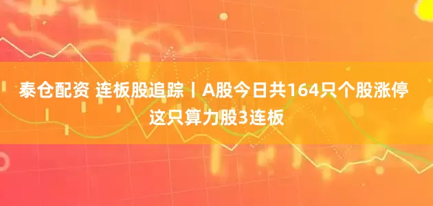 泰仓配资 连板股追踪丨A股今日共164只个股涨停 这只算力股3连板
